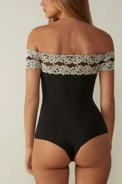 Pretty Flowers Modal-and-Lace Mid-Sleeve Bodysuit 13 Pretty Flowers Modal-and-Lace Mid-Sleeve Bodysuit -intimissimi shop BOD1294019 BI