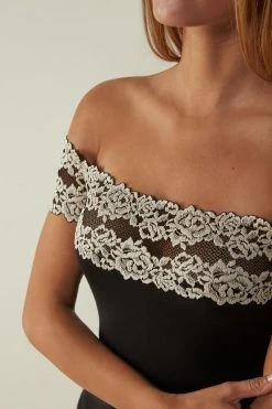 Pretty Flowers Modal-and-Lace Mid-Sleeve Bodysuit 12 Pretty Flowers Modal-and-Lace Mid-Sleeve Bodysuit -intimissimi shop BOD1294019 DT2W