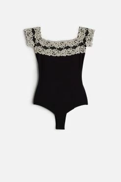 Pretty Flowers Modal-and-Lace Mid-Sleeve Bodysuit 14 Pretty Flowers Modal-and-Lace Mid-Sleeve Bodysuit -intimissimi shop BOD1294019 F