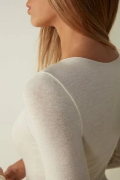 Long-Sleeve Bodysuit In Modal And Cashmere 12 Long-Sleeve Bodysuit In Modal And Cashmere -intimissimi shop BOD28G231I DT2W