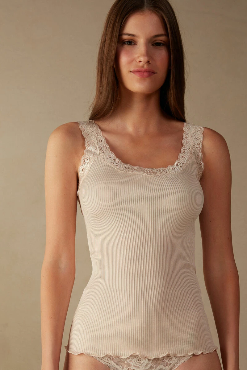 Silk Top With Lace Neckline 3 Silk Top With Lace Neckline