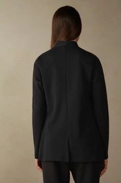 Long-Sleeved Cotton Interlock Cardigan 11 Long-Sleeved Cotton Interlock Cardigan -intimissimi shop CL139C019 BI