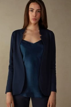 Long-Sleeved Cotton Interlock Cardigan