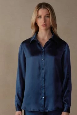 Long-Sleeved Silk Top