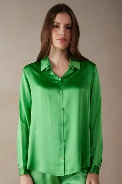 Long-Sleeved Silk Top