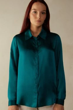 Long-Sleeved Silk Top