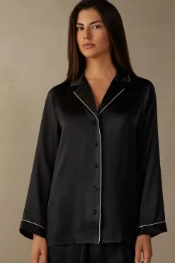 Mannish-Cut Jacket In Silk Satin