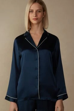 Mannish-Cut Jacket In Silk Satin