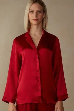 Mannish-Cut Jacket In Silk Satin
