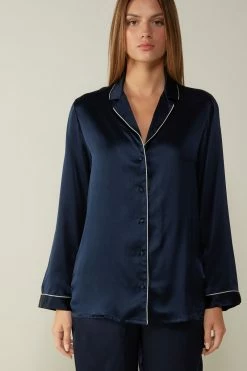 Mannish-Cut Jacket In Silk Satin