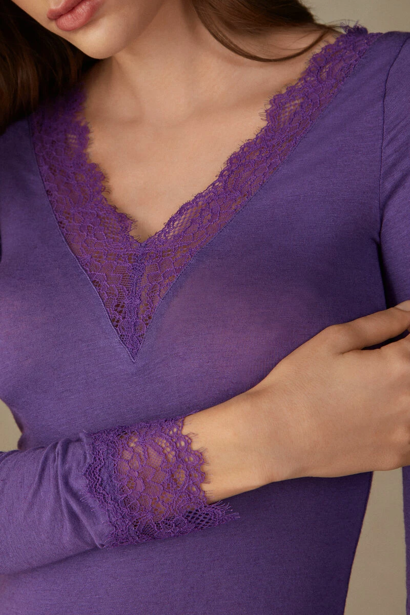 Modal Cashmere Ultralight Long Lace Shirt 5 Modal Cashmere Ultralight Long Lace Shirt - Image 3