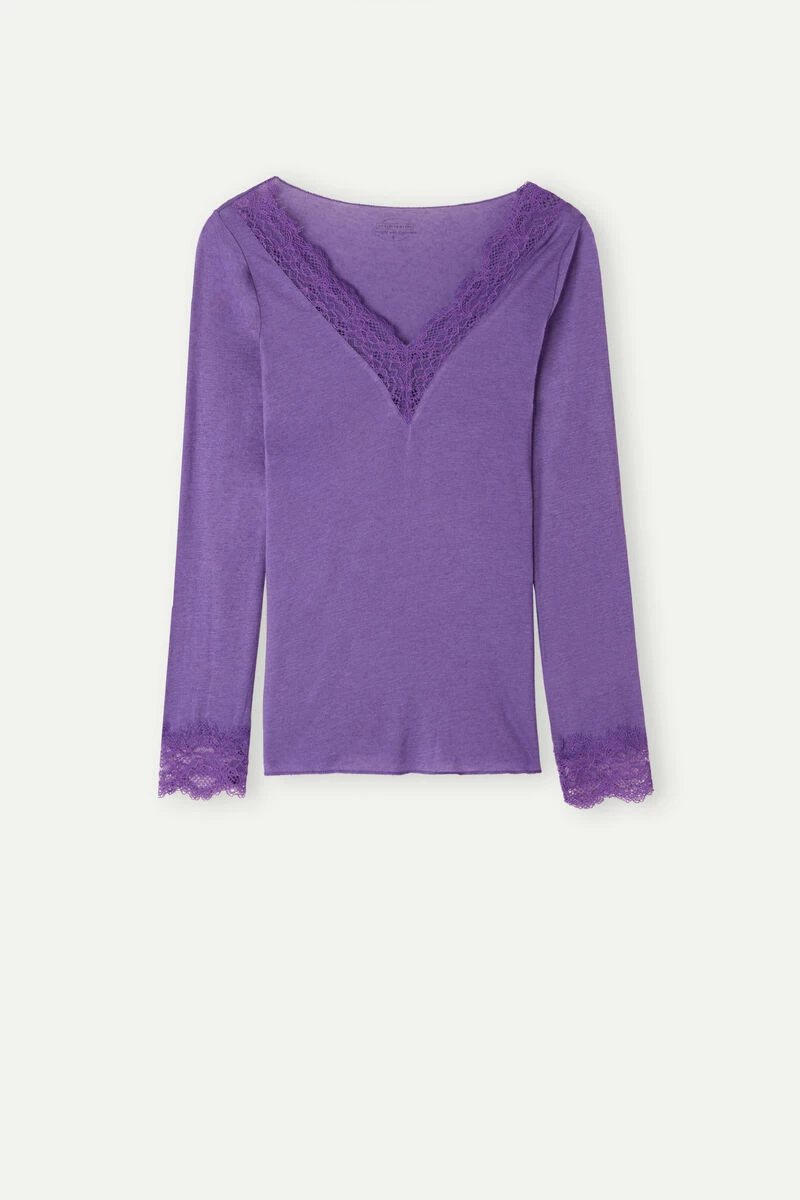 Modal Cashmere Ultralight Long Lace Shirt 7 Modal Cashmere Ultralight Long Lace Shirt - Image 5