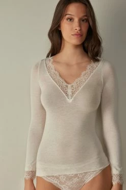 Modal Cashmere Ultralight Long Lace Shirt