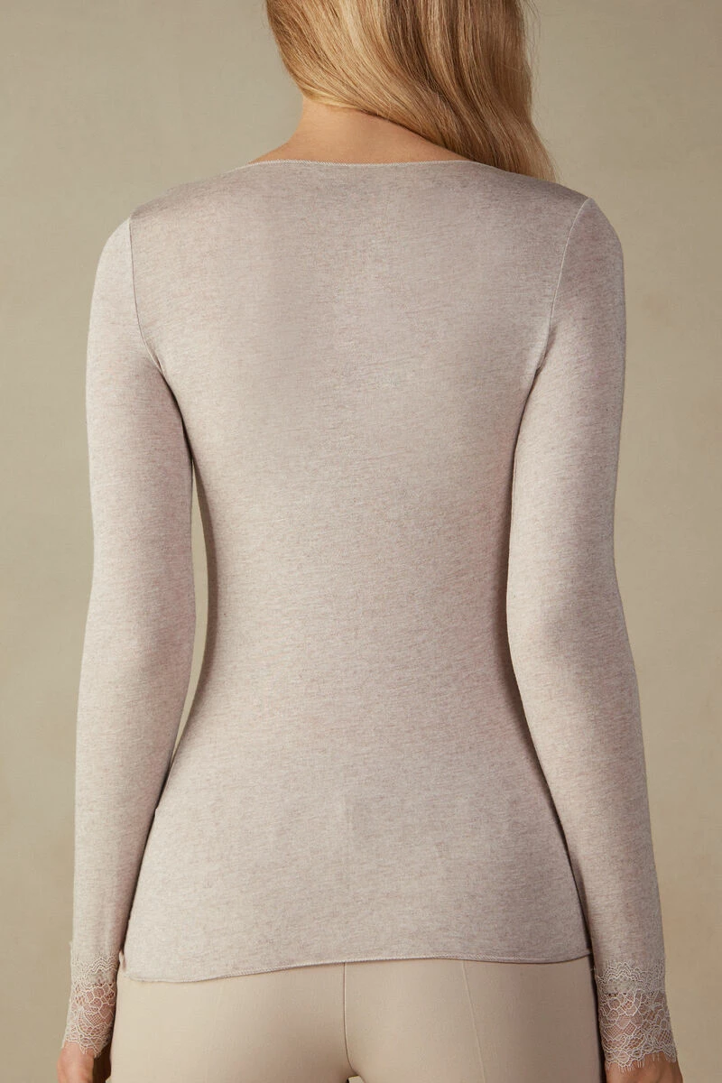 Modal Cashmere Ultralight Long Lace Shirt 6 Modal Cashmere Ultralight Long Lace Shirt - Image 4