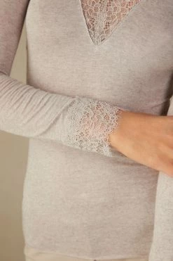 Modal Cashmere Ultralight Long Lace Shirt 10 Modal Cashmere Ultralight Long Lace Shirt -intimissimi shop CLD28P7525 DT1W