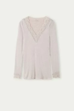 Modal Cashmere Ultralight Long Lace Shirt 12 Modal Cashmere Ultralight Long Lace Shirt -intimissimi shop CLD28P7525 F