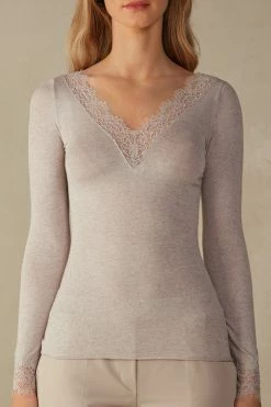 Modal Cashmere Ultralight Long Lace Shirt