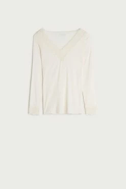 Modal Cashmere Ultralight Long Lace Shirt -intimissimi shop CLD28P 231I F
