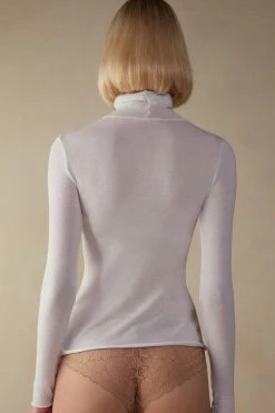 Modal Cashmere Ultralight High-Neck Top -intimissimi shop CLD28T001 BI