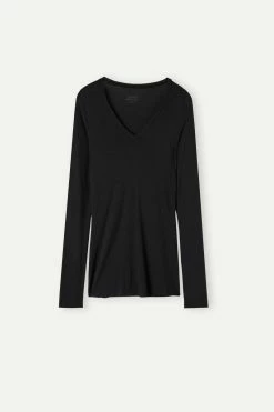 Ultralight Modal With Cashmere V-Neck Top 12 Ultralight Modal With Cashmere V-Neck Top -intimissimi shop CLD28W019 F