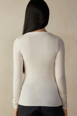Ultralight Modal With Cashmere V-Neck Top 13 Ultralight Modal With Cashmere V-Neck Top -intimissimi shop CLD28W231I BI