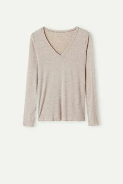 Ultralight Modal With Cashmere V-Neck Top -intimissimi shop CLD28W7525 F