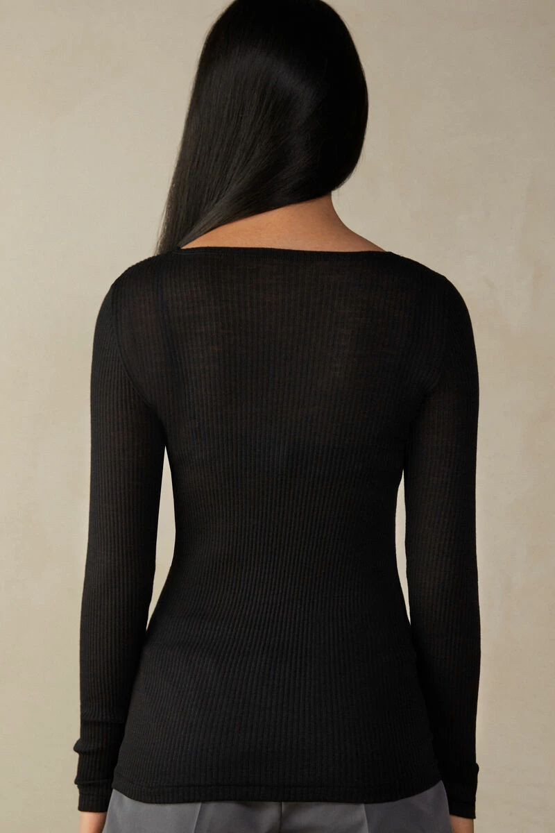 Wool And Silk Long-Sleeved Crew-Neck Max Top 6 Wool And Silk Long-Sleeved Crew-Neck Max Top - Image 4