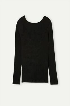 Wool And Silk Long-Sleeved Crew-Neck Max Top 12 Wool And Silk Long-Sleeved Crew-Neck Max Top -intimissimi shop CLD49H019 F