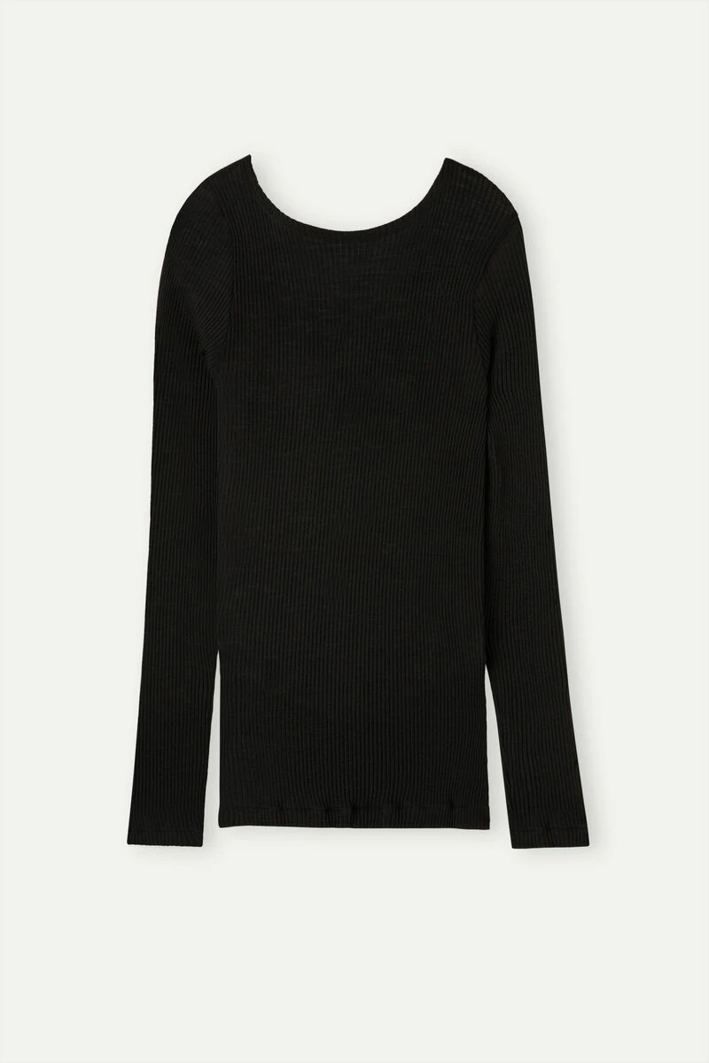 Wool And Silk Long-Sleeved Crew-Neck Max Top 7 Wool And Silk Long-Sleeved Crew-Neck Max Top - Image 5