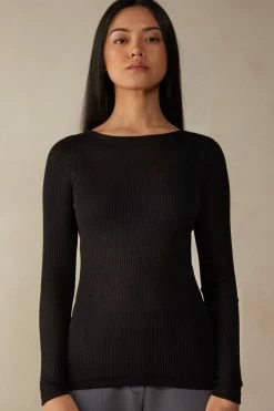 Wool And Silk Long-Sleeved Crew-Neck Max Top