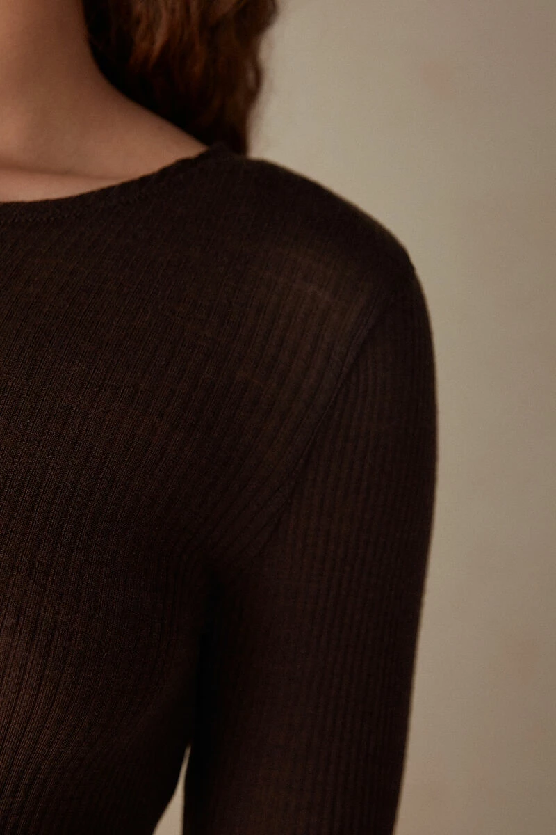 Wool And Silk Long-Sleeved Crew-Neck Max Top 4 Wool And Silk Long-Sleeved Crew-Neck Max Top - Image 3