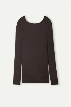 Wool And Silk Long-Sleeved Crew-Neck Max Top 11 Wool And Silk Long-Sleeved Crew-Neck Max Top -intimissimi shop CLD49H130 F