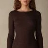 Wool And Silk Long-Sleeved Crew-Neck Max Top 1 Wool And Silk Long-Sleeved Crew-Neck Max Top -intimissimi shop CLD49H130 FI