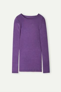 Wool And Silk Long-Sleeved Crew-Neck Max Top 12 Wool And Silk Long-Sleeved Crew-Neck Max Top -intimissimi shop CLD49H142J F