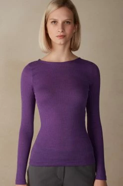 Wool And Silk Long-Sleeved Crew-Neck Max Top