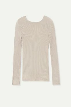 Wool And Silk Long-Sleeved Crew-Neck Max Top 12 Wool And Silk Long-Sleeved Crew-Neck Max Top -intimissimi shop CLD49H164J F