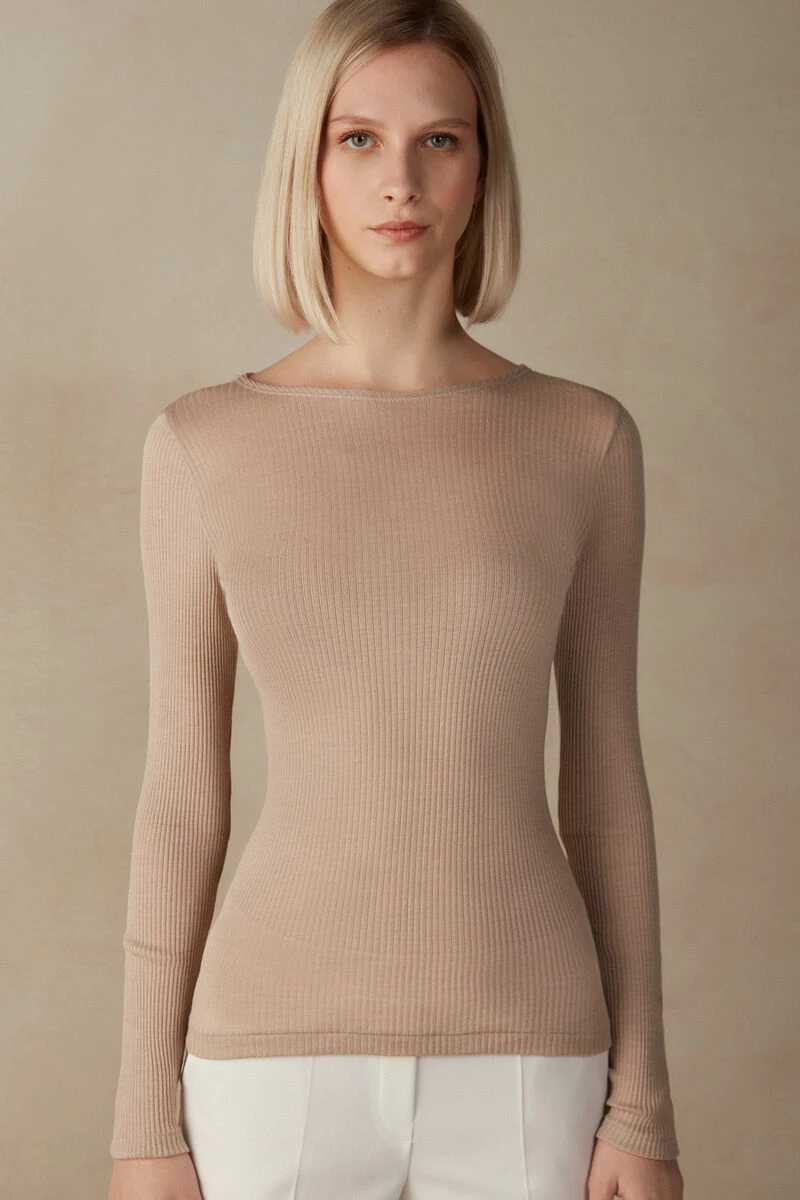 Wool And Silk Long-Sleeved Crew-Neck Max Top 3 Wool And Silk Long-Sleeved Crew-Neck Max Top