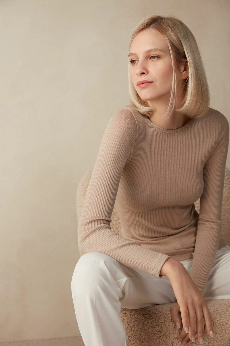 Wool And Silk Long-Sleeved Crew-Neck Max Top 4 Wool And Silk Long-Sleeved Crew-Neck Max Top - Image 2