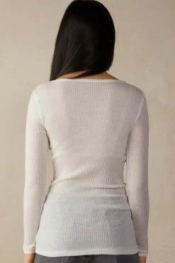 Wool And Silk Long-Sleeved Crew-Neck Max Top 11 Wool And Silk Long-Sleeved Crew-Neck Max Top -intimissimi shop CLD49H2127 BI