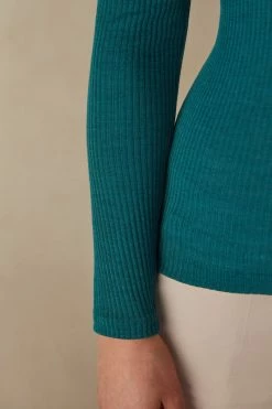 Wool And Silk Long-Sleeved Crew-Neck Max Top -intimissimi shop CLD49H4572 DT1W