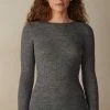 Wool And Silk Long-Sleeved Crew-Neck Max Top -intimissimi shop CLD49H7481 FI