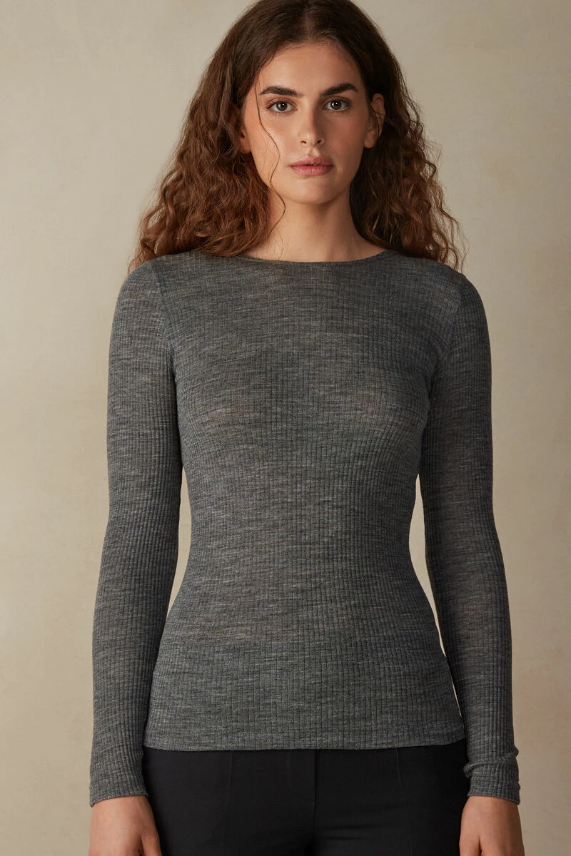 Wool And Silk Long-Sleeved Crew-Neck Max Top 3 Wool And Silk Long-Sleeved Crew-Neck Max Top