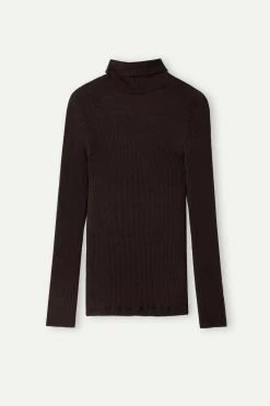 Long-sleeve High-Neck Tubular Top In Wool And Silk 12 Long-sleeve High-Neck Tubular Top In Wool And Silk -intimissimi shop CLD49T130 F