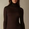 Long-sleeve High-Neck Tubular Top In Wool And Silk 1 Long-sleeve High-Neck Tubular Top In Wool And Silk -intimissimi shop CLD49T130 FI