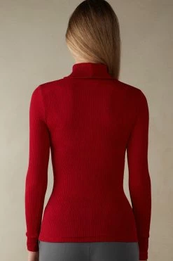 Long-sleeve High-Neck Tubular Top In Wool And Silk 13 Long-sleeve High-Neck Tubular Top In Wool And Silk -intimissimi shop CLD49T1473 BI