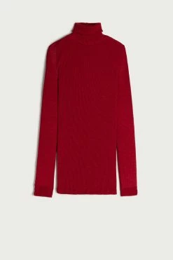 Long-sleeve High-Neck Tubular Top In Wool And Silk 14 Long-sleeve High-Neck Tubular Top In Wool And Silk -intimissimi shop CLD49T1473 F