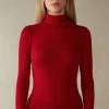 Long-sleeve High-Neck Tubular Top In Wool And Silk 2 Long-sleeve High-Neck Tubular Top In Wool And Silk -intimissimi shop CLD49T1473 FI