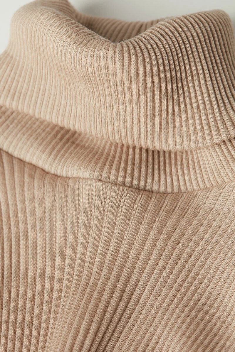 Long-sleeve High-Neck Tubular Top In Wool And Silk 8 Long-sleeve High-Neck Tubular Top In Wool And Silk - Image 6