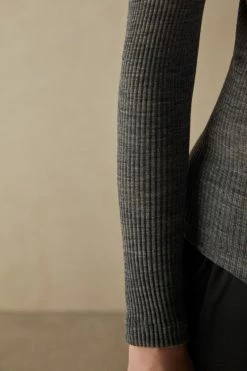 Long-sleeve High-Neck Tubular Top In Wool And Silk 12 Long-sleeve High-Neck Tubular Top In Wool And Silk -intimissimi shop CLD49T7481 DT2W