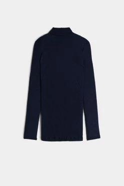 Long-sleeve High-Neck Tubular Top In Wool And Silk 12 Long-sleeve High-Neck Tubular Top In Wool And Silk -intimissimi shop CLD49T 1467 F